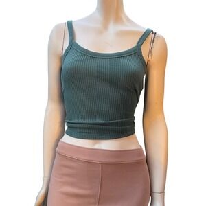 Old Navy Tank Top Waffle Knit Forest Green Grunge Gorpcore Basic L Tall